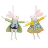 Gisela Graham Mixed wool mr and mrs bunny 2 easter hanging decorations