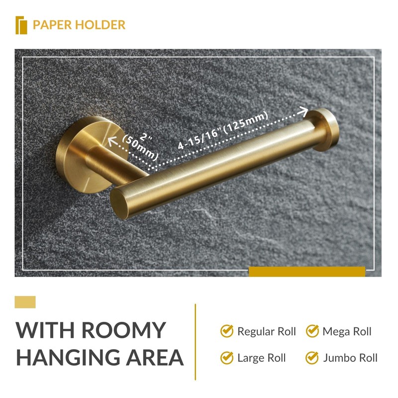 Toilet Paper Holder Brushed Dark Gold, APLusee SUS304 Stainless Steel