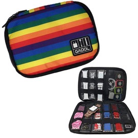 Gadol Organizer Bag for Smartwatch Accessories, Storage Bag for Watch Bands, Chargers, Cables, Headphones & Watch Cases (Rainbow)