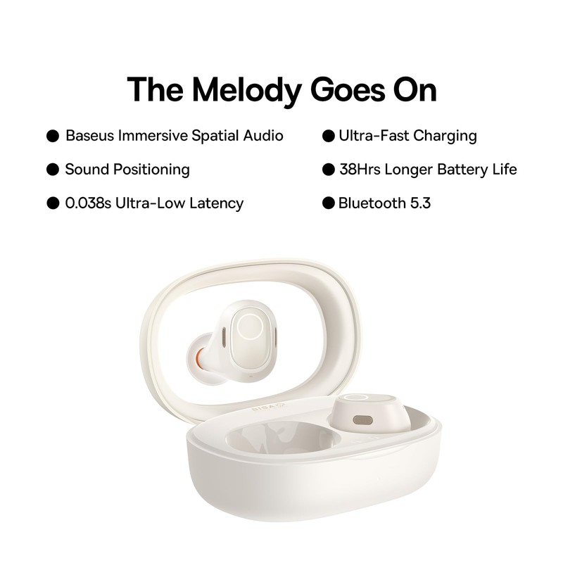 Baseus WM03 Auriculares Inalámbricos Bowie, Audio Espacial Inmersivo, Carga Ultra