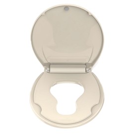 GarveeTech Round Toilet Seat with Built-in Toddler Seat for Easy Potty Training – Slow Close Feature,Easy Install and Clean, Perfect for Both Adults and Children,Almond