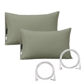 OKOHEY Grounding Pillowcase King Size with 15ft Grounding Cord, 90% Organic Cotton + 10% Silver Fiber Conductive Earthing Pillowslip Improve Sleep Reduce Stress, Green (2PCS)