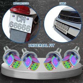 Meibaolin Dice License Plate Screw Fasteners Aluminum Alloy Decorative Modified Motorcycle License Plate Bolt Frame Mounting Kit Cars Truck Vehicle Accessories 4 Pcs (Multicolor)