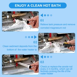 RV Water Heater Anode, Hot Water Heater Flush Wand and Stainless Steel Brush Kit for Cleaning Sediment - Designed for Suburban and Mor-Flo Water Heaters (9 Pcs RV Anode Rod Kit)