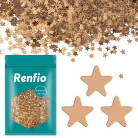Renfio 1.75 Oz 50g Stars Confetti Glitter Micro Five-Pointed Stars Shape Shiny Sequin Glitters Resin Sparkle Chunky Sequins for DIY Mold Art Nail Artwork Holiday Decoration - Champagne Gold
