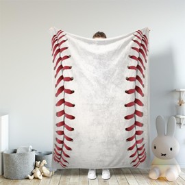 Baseball Blanket Soft Flannel Sport Ball Throw Blanket Baseball Throw Gifts for Boys and Adults Cozy Blanket for Baseball Lover All Season Couch Bed Sofa Home Decor (50"x60", White Baseball)