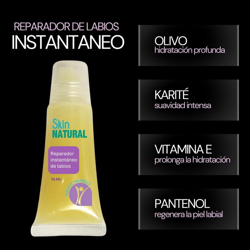 Skin Natural - Reparador Instantáneo de labios sin sabor, 100%