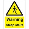 Seco Warning Steep Stairs Sign, 150mm x 200mm - 1mm