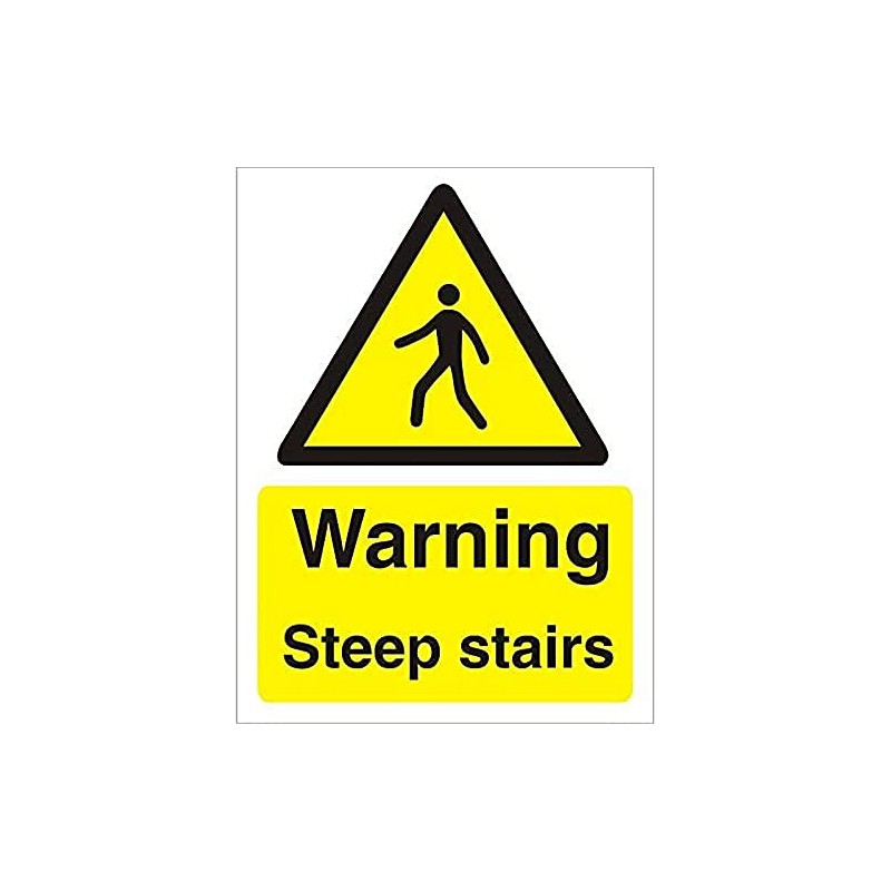 Seco Warning Steep Stairs Sign, 150mm x 200mm - 1mm