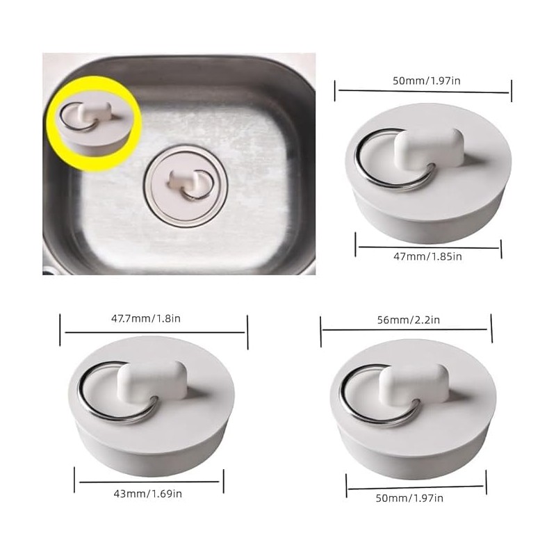 FUNNTY Bath Tub Drain Stopper, 3 Sizes Rubber Sink Stopper