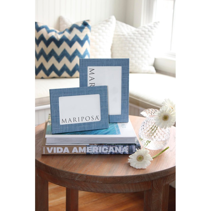 HEATHER BLUE FAUX GRASSCLOTH 5x7 FRAME |BLUE | TEXTILE |