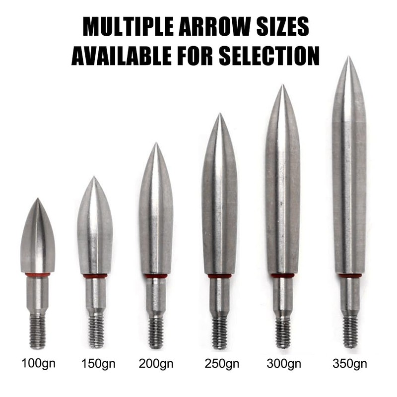 BDKMMS Archery Field Points, 5Pcs 100/150/200/250/300/350 Grains Stainless Steel Archery