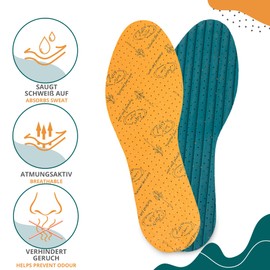 SULPO 4 Paare Einlegesohlen mit Aloe Vera Extrakt Schuheinlagen gegen Schweissfuesse Einlagen für frischeduft Sohlen aus Latexschaum Geruchstopper Frischesohlen anti Geruch deo Sohle (43)