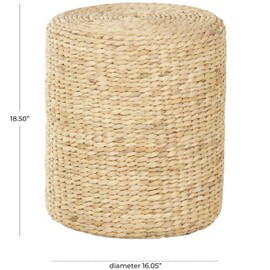 Deco 79 Seagrass Handmade Side End Accent Table Woven Drum End Table, Side Table 16" x 16" x 19", Brown