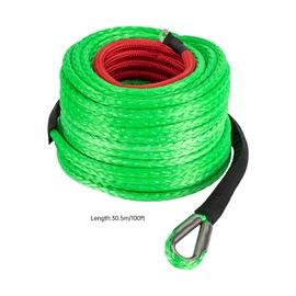 YIYIBYUS 3/8" x 100' Synthetic Winch Rope, Winch Cable Replace Kit w/Hook 23809 LBS Breaking Strength Winch Line Cable Rope for Truck 4WD Off Road Vehicle Winch Accessory (Green)