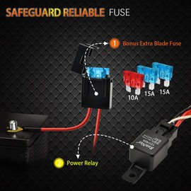 WOWLED LED Light Bar Wiring Harness Relay Kit + Switch 12V Car Wiring Kit for Fog light Spotlight Lamp Off-road light, 4x4 ATV Truck Boat SUV UTV, Braided