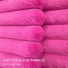 2 Pack 16x16 Pillow Cover Velvet Pillow Covers, Faux Fur Square Throw Pillow Covers for Living Room Decorations Throw Pillow Case, Throw Pillow Cover Cushion Cover for Sofa Bedroom Car, Hot Pink