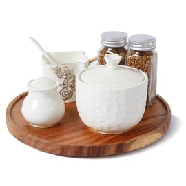 10-inch Acacia Wood Lazy Susan Organizers, ACIAZAAZ Lazy Susan Turntable for Cabinet, Kitchen Turntable Storage for Table, Countertop, Pantry