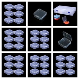 36 Pieces Clear Plastic Storage Containers with Hinged Lids, Mini Transparent Organizer Boxes for Beads, Jewelry, Crafts, Office Supplies, and Small Accessories (2.17" L x 2.17" W x 0.79" H)