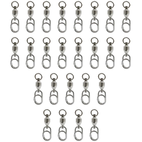 25 Stück Kugellager Angelwirbel, Edelstahl Angeln Snap Clip Wirbel Schnellverbinder