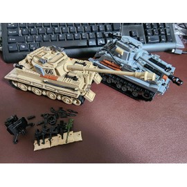 Cattle WW2 Army Tank Toys Building Kit, A German Tiger & an American M4 Sherman Tank Models 1184 Blocks Military Toy Gift for Boys Kids and Teens Age 6-14