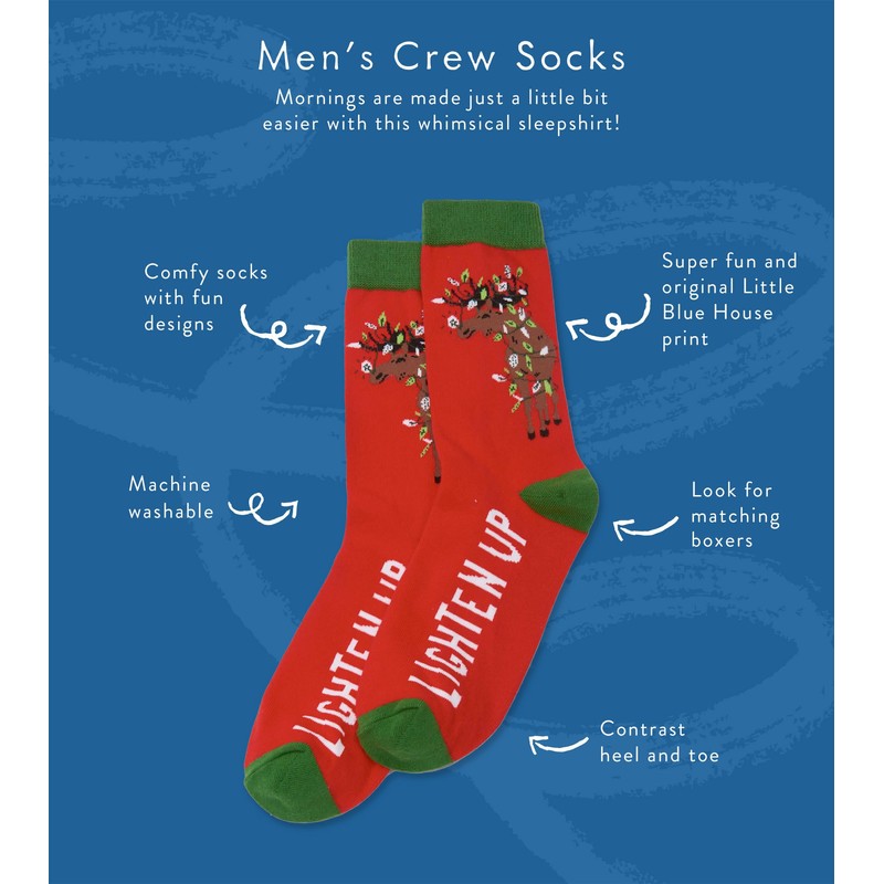 Little Blue House by Hatley Men's Crew Socks, Lighten Up