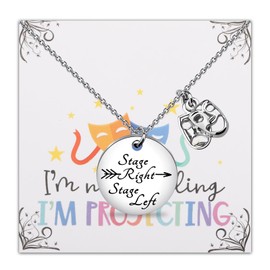 PLITI Drama Theater Gift Theatre Life Gift Drama Lover Gift Stage Right Stage Left Comedy Tragedy Mask Necklace For Actress (projecting stage nec)