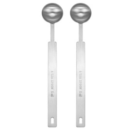 sourcing map 2pcs Single Measuring Spoon 1tsp (1/3tbsp, 5ml) Teaspoon/Tablespoon 430 Stainless Steel Single Tiny Square Bowl Measuring Spoon Long Handle Measure Scoop