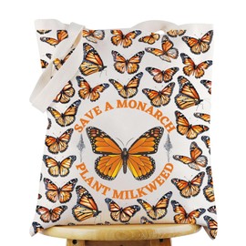 G2TUP Monarch Butterfly Tote Bag Butterfly Lover Gift Save The Monarchs Plant Milkweed Shoulder Bag Monarch Butterfly Merch, Save Monarchs Tb