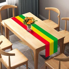 Sunwer Reggae Table Runner One Love Black History Month Juneteenth Jamaican Music Rasta Party Decoration Indoor Outdoor Table Cover Decor Home Kitchen Dining Room (13" x 72")