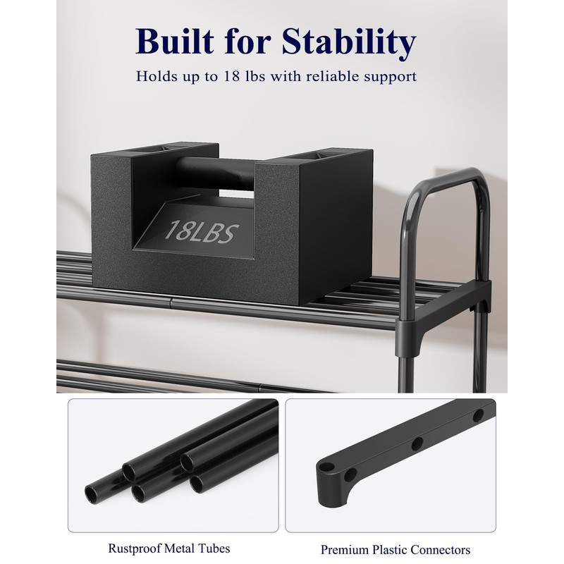 Kitsure Shoe Rack - 3-Tier Space-Saving Shoe Organizer & Shoe