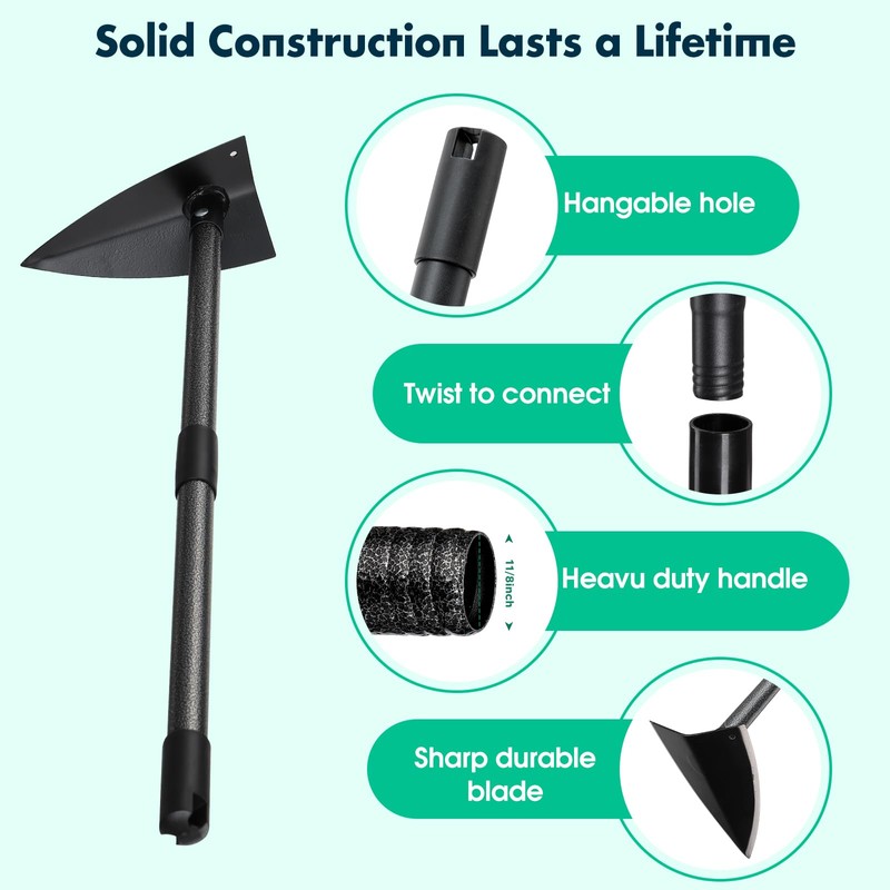 Garden Hoe, Heavy Duty Trenching Hoes with 60 Inch Long