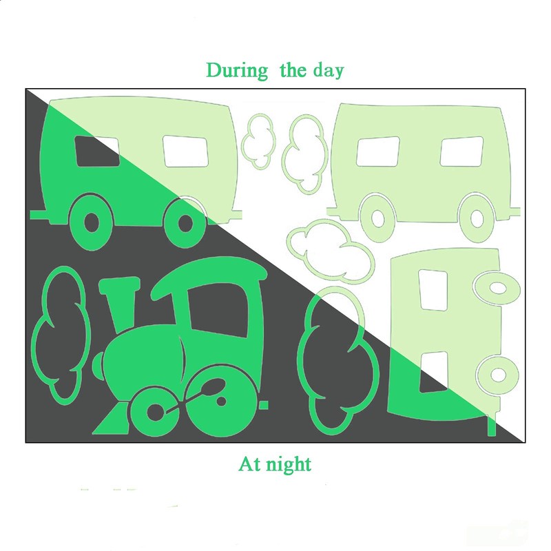 Train Decor,Glow in The Dark Stickers, Nursery Wall Sticker, 2