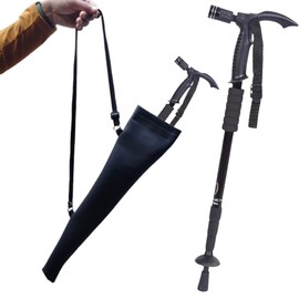 Mobility & Disability Safety Walking Sticks for Elderly Adjustable LED Torch Light Anti-Skid Aluminium Cane Anti-Shock Camping Poles (Black with cover)