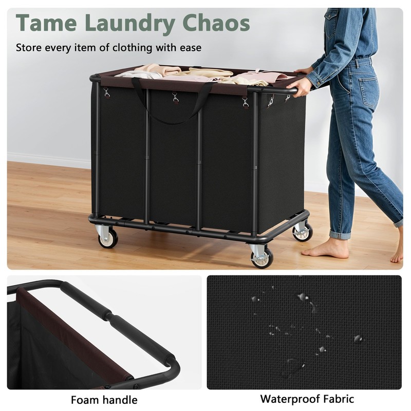 470L Heavy Duty Commercial Laundry Cart with Wheels,Industrial Rolling Laundry