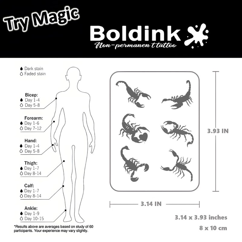 Boldink 2 Pcs Semi Permanent Jagua Tattoos 2 Weeks Long