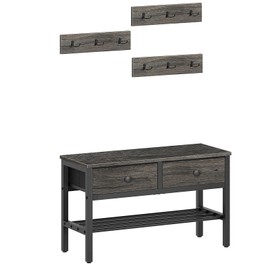 YATINEY Entryway Bench with Drawers, 4-in-1 Hall Tree with Shoe Storage Bench, Coat Rack Shoe Bench Set, for Front Door, Hallway, Foyer, Charcoal Grey and Black MT05BC