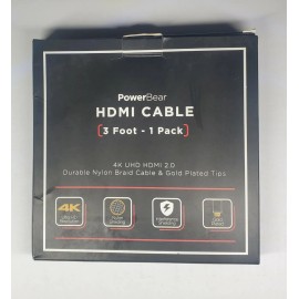 PowerBear 4K HDMI Cable 3 ft | High Speed,Braided Nylon & Gold Connectors x 2