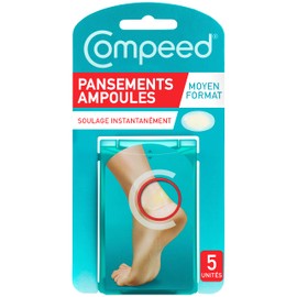 Compeed® - Blister Plasters - Medium - 5 Hydrocolloid Plasters - Quick Healing Accelerates Healing - Foot Care - 6.8 x 4.2 cm