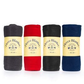 Yacht & Smith 24 Pack of Soft Fleece Blankets 50 X 60, Lightweight, Cozy Warm Throws Dark Colorful Blanket Sofa Travel Outdoor, Wholesale