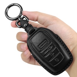 Tukellen for Toyota Key Fob Cover Leather Case Compatible with 2025-2026 Camey 4Runner 2019-2026 Land Cruiser,2021-2026 Venza, Grand Highlander Hilux,2023-2026 Tundra,Corolla Cross 4/5 Buttons-Black