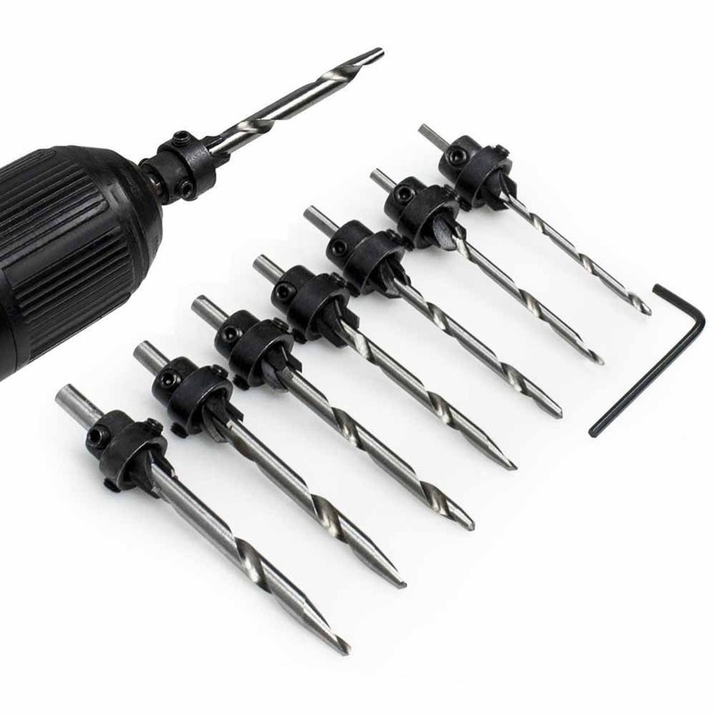 Big Horn 13200 Countersink Bit 7 piece set with Wooden