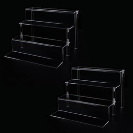 RLHDIS 2-Pack Acrylic Perfume Organizer Stand, 4 Tier Cupcake Stand, Clear Display Riser Stand Shelf for Pop Figures, Acrylic Shelves for Cologne Spice Rack Kitchen Vanity