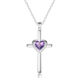 MIDDLUX Cross Necklace for Women, Birthday Gifts for Her, Heart June Birthstone Necklace for Women, Faith Christmas Jewelry for Girlfriend, Daughter, Sister, Niece, Granddaughter