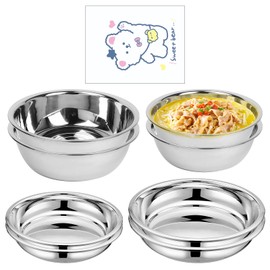 LEKEFETO 8 Pieces Stainless Steel Plates, Bowls, Stainless Steel Round Tableware, Camping Set, 8-Piece Set, Stainless Steel Plates & Bowls for Camping, Picnic, Hiking, Kitchen, Party