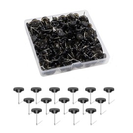 Black Drawing Pins for Cork Board,120 Pcs Push Pins for Notice Board,Thumb Tacks for Wall Hangings,Flat Head Push Pins for Bulletin Board,Plastic Thumb Tacks Steel Point in Reusable Box