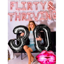 LaVenty 30 Flirty And Thriving Birthday Decorations 30 Flirty And Thriving Balloons Dirty 30 Decorations Talk Thirty To Me Decorations (rose gold)
