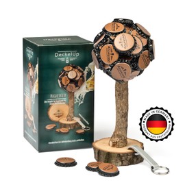 DeckelUp Crown Caps Magnetic Tree for up to 60 Bottle Caps - Crown Cap Tree Made of Oak Made in Germany - Wooden Crown Cap Tree with Magnet as a Gift for Father, Men - Party Room Equipment & Bar