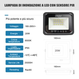 EXTRASTAR 20 W LED Spotlight, Super Bright LED Spotlight Outdoor, IP65 Waterproof LED Floodlight, 6500 K Warm White Spotlight Floodlight, Outdoor Spotlight, Pack of 2