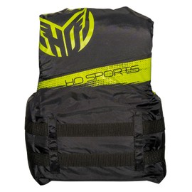 HO Sports Voyager Life Vest - USCG Approved Unisex Adult Life Jacket - Lightweight Wake Sports Life Vest - Nylon Exterior with Adjustable Quick-Release Buckles - Black/Yellow - Medium